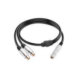JSADZKJ 1/4 to 2RCA Audio Splitter Cable,6.35mm TRS Female to 2 RCA Female Stereo Audio Cable Gold-Plated 6.35mm Stereo Plug to 2 RCA Connector for Amplifier,Speaker 1.64ft(Female to female)