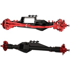 ZIJOT RBX10 Front & Rear Axle with Caliper Brake disc for Axial Ryft 1/10 RC Cralwer Car Upgrade Parts Accessories (Red)