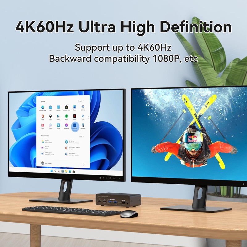 VEDINDUST KVM Switch 2 Monitors 2 Computers 4K60HZ Dual HDMI