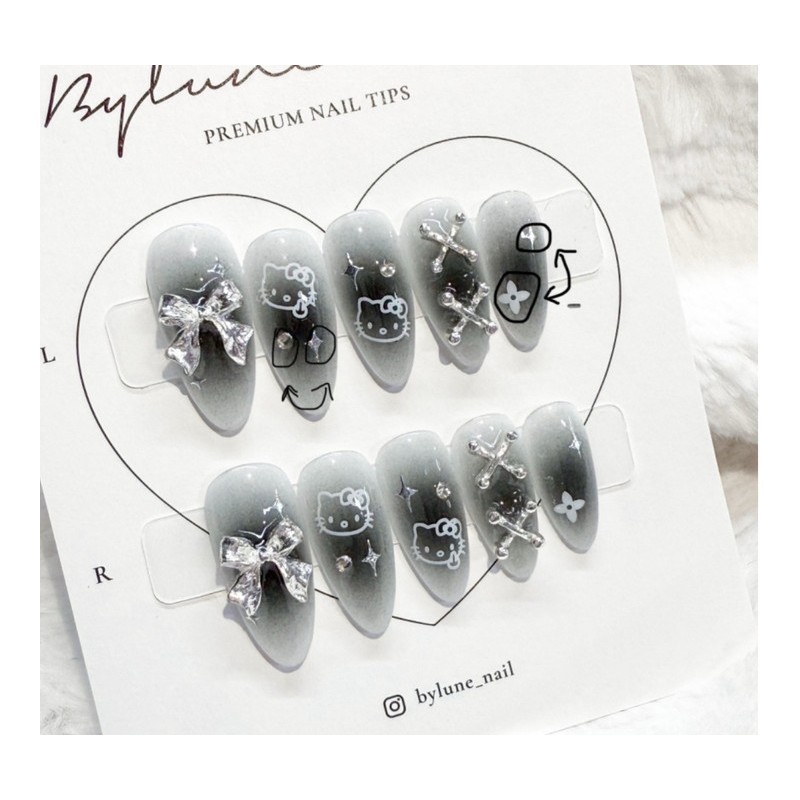 Black Cheek Handmade Nail Tips Nail Tips - Almond /