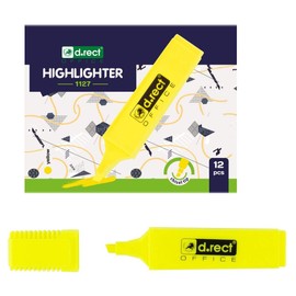 D.RECT 12 Yellow Chisel Tip Highlighter Pens 1127