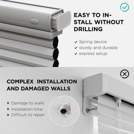 Joydeco No Tools No Drill Blinds for Indoor Windows, Cordless Window Blinds Cellular Shades Top Down Bottom Up Blackout Honeycomb Blinds Thermal Insulated Noise Reduction (Grey, 22" W x 64" H)