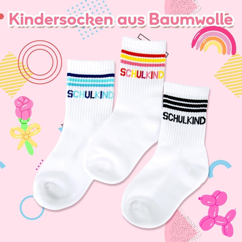 Orifinter Schulkind Cotton Socks 27-32 Children's Cotton Socks School Gift,