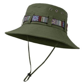 HeyCaps Summer Sun Hats - Mens Bucket Hat UV Protection Boonie Hat Wide Brim Hiking Fishing Hat UK Green