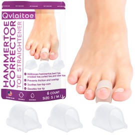 Qvlaitoe Hammer Toe Straightener, Hammer Toe Corrector for Women and Men, Toe Cushion, Toe Protector, 6 Count, Clear, Large Size
