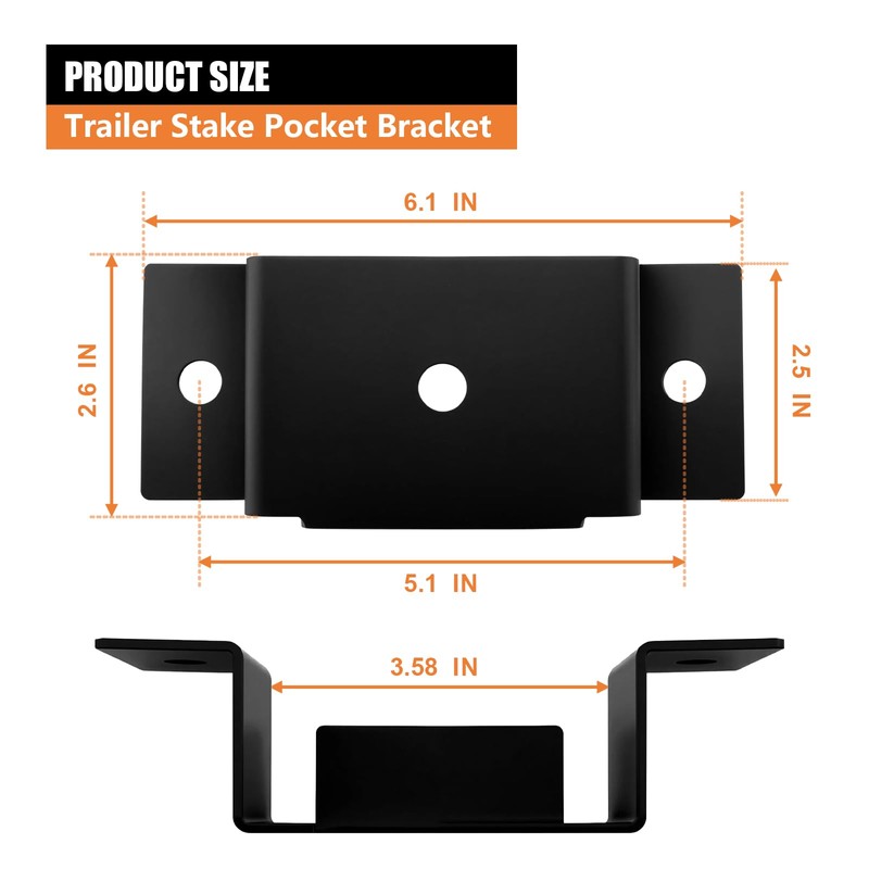 SALUINOKI 8 Pack Trailer Stake Pockets for 2x4 Wood, Steel