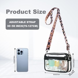 Aucuu Clear Crossbody Bag, Stadium Approved Clear Purse Bag With Adjustable Shoulder Strap, Transparent Shoulder Bag for Concerts Sports Events Festival（Black）