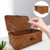 Gatuida Rectangular Wicker Baskets with Lids, Seagrass Storage Baskets with