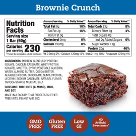 think!, High Protein Bars - Brownie Crunch, 20g Protein, 0g Sugar, No Artificial Sweeteners, Gluten Free, GMO Free, 2.1 Ounce bar