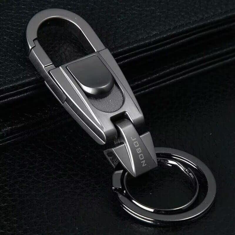 AIXUAN Zinc Alloy and Black Leather Keychain, 2 Keys Rings,Comes
