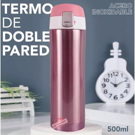 J.H COMPANY Termo De Acero Inoxidable Doble Seguro Antiderrame 500 Ml