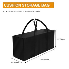 Cushion Bag, Storage Bag, XXL Garden Cushions, Waterproof Protective Cover, Padded Cushions, Transport Bag, Heavy Duty 600D Oxford Cushion Bag for Garden Upholstery, Christmas Tree (130 x 40 x 55 cm)