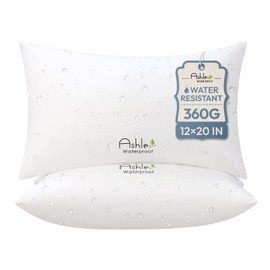 Outdoor Pillows 12 X 20 Pillow Inserts Pack of 2, Water-Resistant Decorative Premium Lumbar Pillow Stuffer Sham Waterproof Pillow for Sofa Couch, Porch Patio Living Room Bedroom Furniture