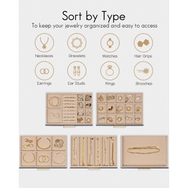 Vlando 5 Layer Jewelry Box for Women, Glass Lid Jewelry Organizer with 5 Drawers for Necklaces Rings Earrings Bracelets - Black