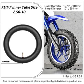 RUTU 2.50/2.75-10 Dirt Bike Tubes TR4 straight valve Compatible with Off-Road Kids' Motorcycles, XR50 CRF50 PW50 SX500 Razor MX500 MX650 Dirt Bike 50cc 70cc 110cc 125cc Inner Tube (2-Pack)