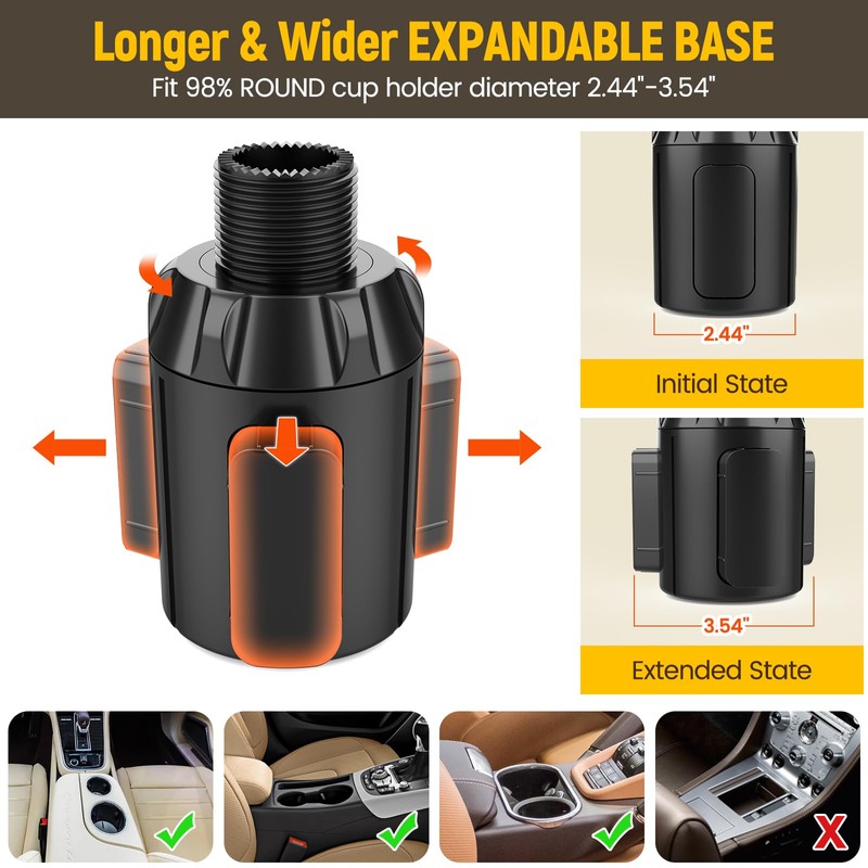 Cup Holder Expander Adapter - | Adjustable | Expandable Base
