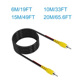 VOJKOREL Upgraded Double Shielded RCA Video Cable for Display and Reversing Camera Connection AV Extension Cable,Car Rear View Camera Video Cable (20FT/6M).