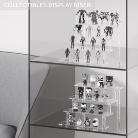 Acrylic Tiered Display Stand Shelf, 12”Perfume Stand Organizer, Large Acrylic Display Riser, Clear Pop Shelf for Perfume Cologne Makeup Dessert Collectibles Decoration (3 Pack)