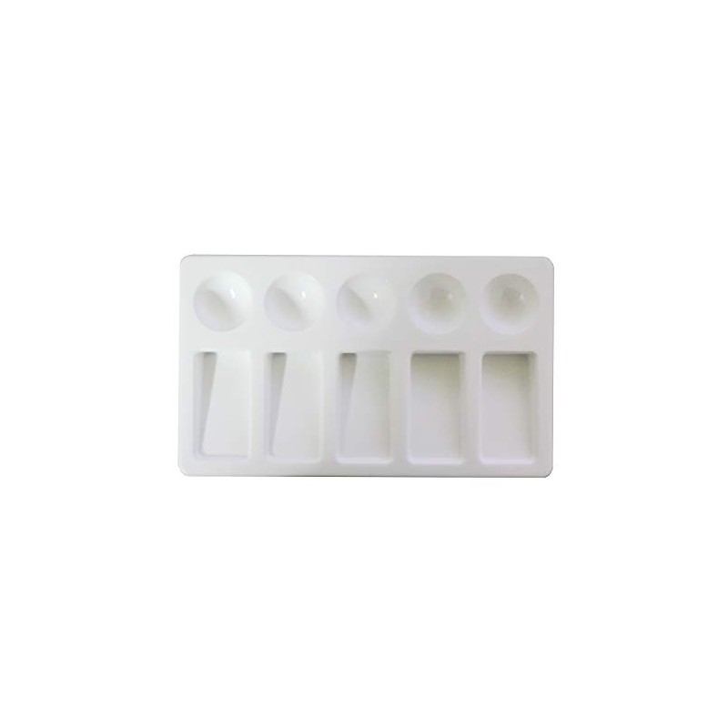 White Plastic Painting Palette with 5 Sloping Wells & 5
