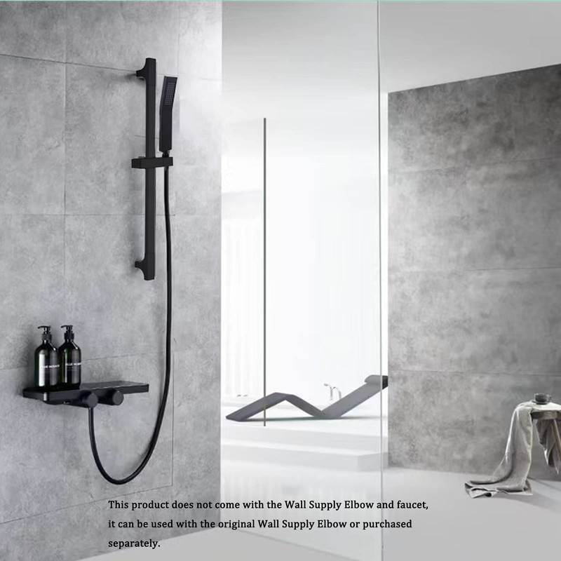 BEIYI Matte Black Handheld Shower with Slide Bar Square Handheld