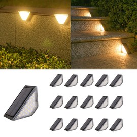 ASLIDECOR Solar Step Lights Outdoor 16 Pack,Warm White Solar Deck Light Waterproof LED Solar Fence Lighting Decor for Stair Patio Front Porch Balcony Wall Garden and Back Yard