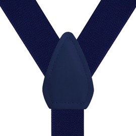 AmazingSky Men's 1 Inch Wide Adjustable Y Back Elastic Suspender With Clips,Navy