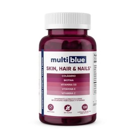 MultiBlue - Colageno + Biotina 120 Capsulas | Formulado con Vitamina D3, Vitamina E y Vitamina C | Vitaminas para Mujer 100% Natural, Sin Gluten, Sin 