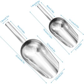 2 pieces stainless steel scoop, stainless steel ice scoop, small flour scoop, food scoop, tea scoop, suitable food scoop, multifunctional bag shovel for bar, kitchen, buffet, party (2 sizes)