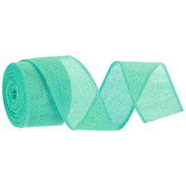 MECCANIXITY Burlap Ribbon Fabric Wired Edge Ribbons Cyan 2 Inch x 10 Yard Wired Ribbon for Gift Wrapping, Bow, Wreath, Christmas Tree, Flower Bouquet
