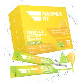 Maximus Fit Elektrolyte Pulverbeutel, Elektrolyt-Getränkemix-Hydrationspaket – Natrium, Magnesiumcitrat, Vitamin C, B1, B2, B3, B6, B7, B12 (30 Sticks, Limonade)