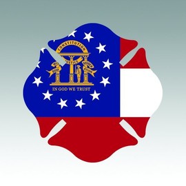 RDW Georgia State Shaped Maltese Cross Sticker - Die Cut - Decal Fire Firefighter Dept Fireman 4.00" x 4.00"