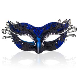 BCARICH 2025 New Masquerade Mask for Women, Metal Filigree Venetian Mask with Sparkle Rhinestone for Mardi Gras