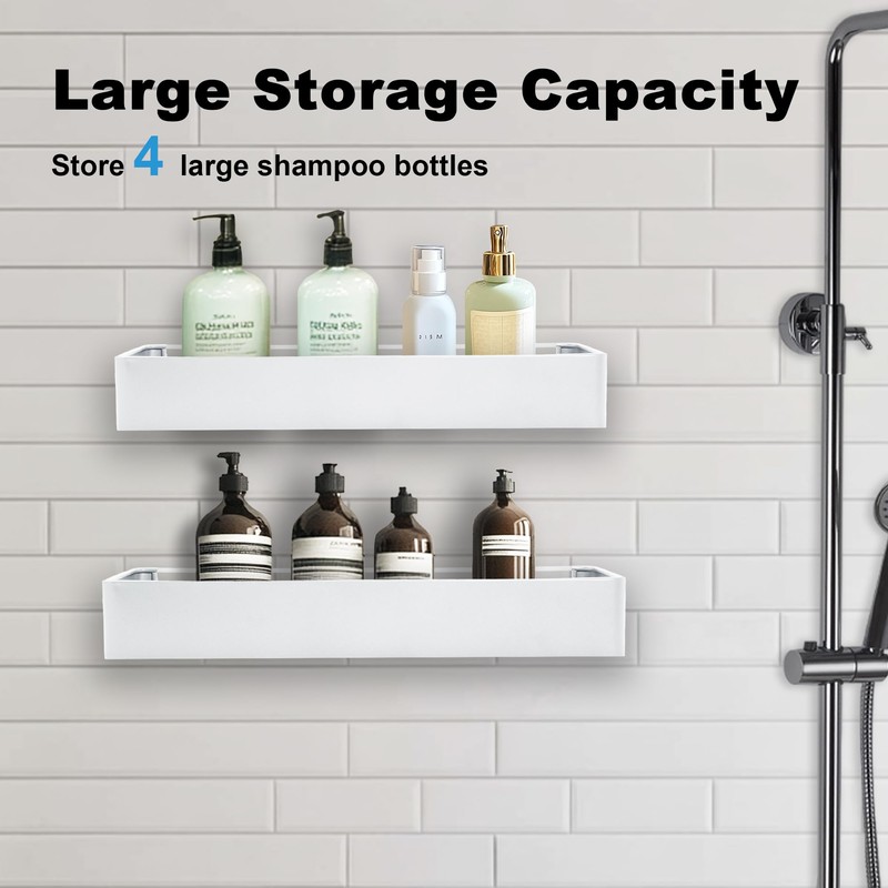 Shuntong Premium Shower Caddy, 2 Pack White, Rustproof Stainless Steel