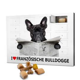 printplanet Dog Advent Calendar with Treats - Motif I Love French Bulldog - Christmas Calendar for Dogs - 2023