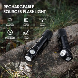 WUBEN L1 Flashlight Rechargeable LED Flashlights High Lumens 2000 Lumen Battery Powered, Super Bright Tactical Multifunctional IP68 Waterproof Powerful Handheld Flash Light for Emergencies Camping