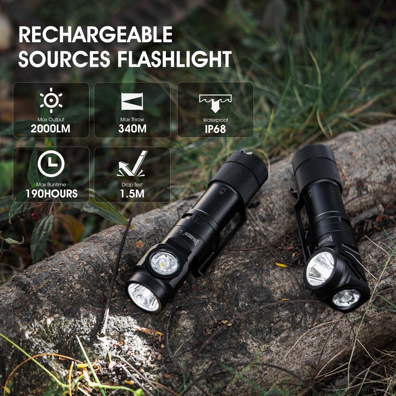 WUBEN L1 Flashlight Rechargeable LED Flashlights High Lumens 2000 Lumen
