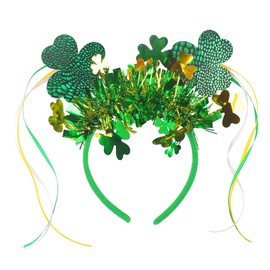 Shamrock Headband St. Patrick's Day Clover Hair Hoop Glitter Green Tassel Head Bopper Irish Lucky Clover Hairband for Women Girls Kids St Patrick's Day Party Parades Festival Hair Accessory 1PCS