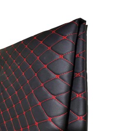Faux Leather Fabric Foam Quilted Vinyl Diamond Pattern Foam Backed for Cars Seat Cover Furniture Auto Headliner Repair Upholstery Headboards DIY Crafts(Size:1.5x1m/59x39in,Color:Red Thread)