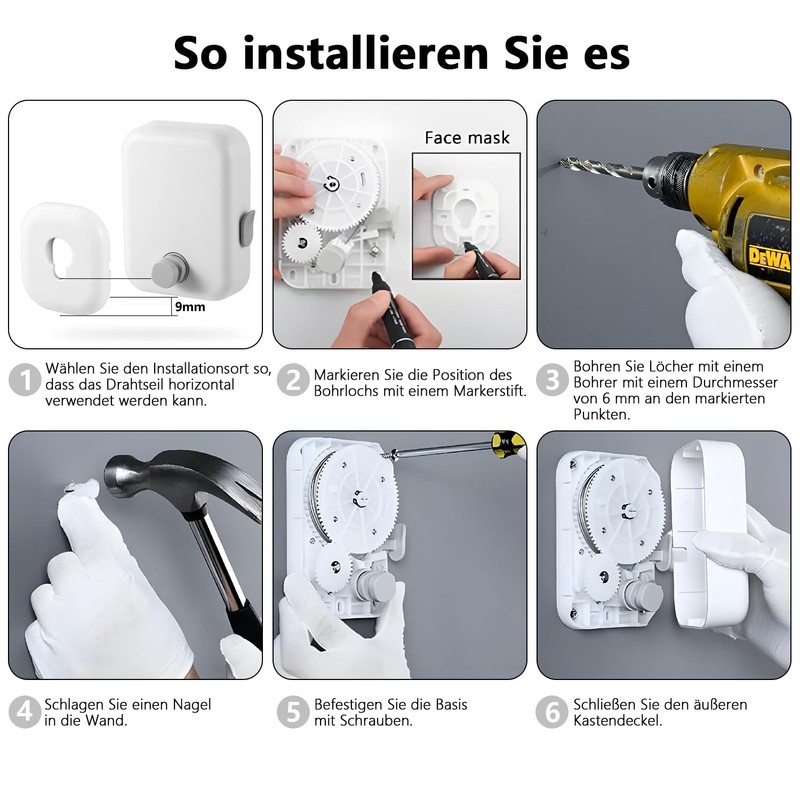 Retractable Washing Line with 4.3 m Steel Core, Heavy Duty