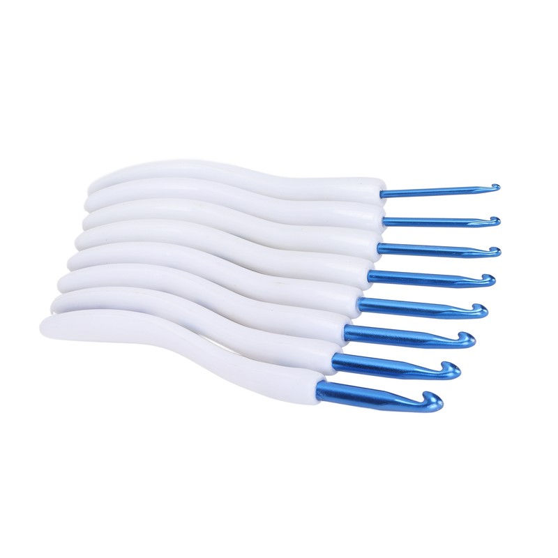 8pcs Crochet Hooks Curved Soft Handle Comfortable Portable Knitting Tool