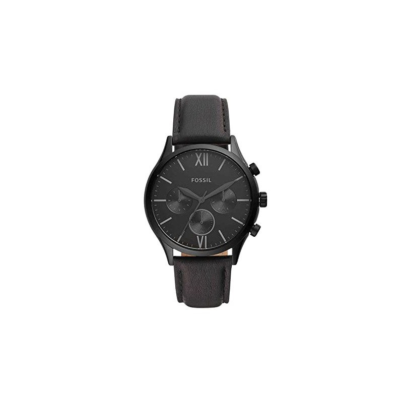 Fenmore Midsize Multifunction Black Leather Watch