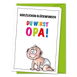 Baby Pregnant Card You Will Be Grandpa Pregnancy Card Info Card, Dad, Wir Kriegen Ein Baby – Includes Envelopes