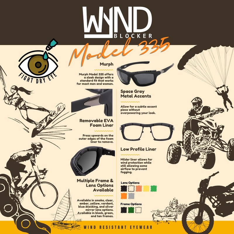 WYND Blocker Polarized Dry Eye Wind Resistant Sunglasses Motorcycle Glasses
