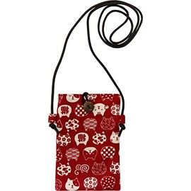 Kyoyu Smartphone Pochette Pouch Shoulder Cat Made in Japan Pattern Red Red 5.9 x 8.3 inches (15 x 21 cm)