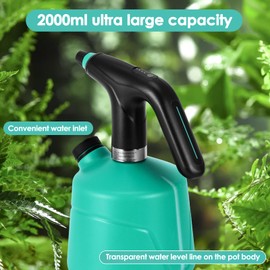 Viitech Elektrische Sprühflasche, 2L USB Wiederaufladbar Elektrische Gießkanne Mit Verlängerungsstange, Gartensprüher Pflanzennebel für Gartenarbeit oder Hausreinigung Gartenspinklergerät