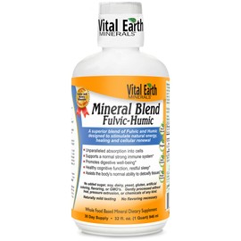 Vital Earth Minerals Fulvic Humic Mineral Blend Liquid – Fulvic Acid Supplement with 70+ Trace Minerals, Electrolytes for Recovery, Balance & Energy, 32 Oz + 1 Oz Cup