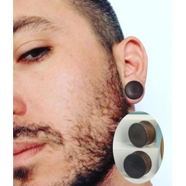 TIANCI FBYJS 3 Pairs Ear Gauges Concavity Wooden Gauges For Ear Hollow Wood Ear Tunnels Plugs for Women Men Black Earrings Stretcher Piercing 0g 2g 00g gauges (00g=10mm)
