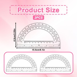 Clear Protractor, 2 Pcs 6 Inch Plastic Protractors Math Protractor Ruler 180 Degrees Angle Measurement for Geometry Classroom Student School Office Supplies