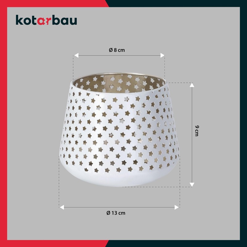 KOTARBAU Lantern Stars Metal White Diameter 8 cm Height 9