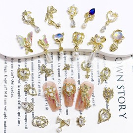 Nail Parts, Ribbon, Heart, Butterfly, Flower, 24 Piece Set, 3D 3D, Nail Parts, Stone, Glitter, Large, Swaying, Nail Art, Decorative Parts, Silver, Metal Parts, Jewelry Parts, DIY Crafts, Silver)